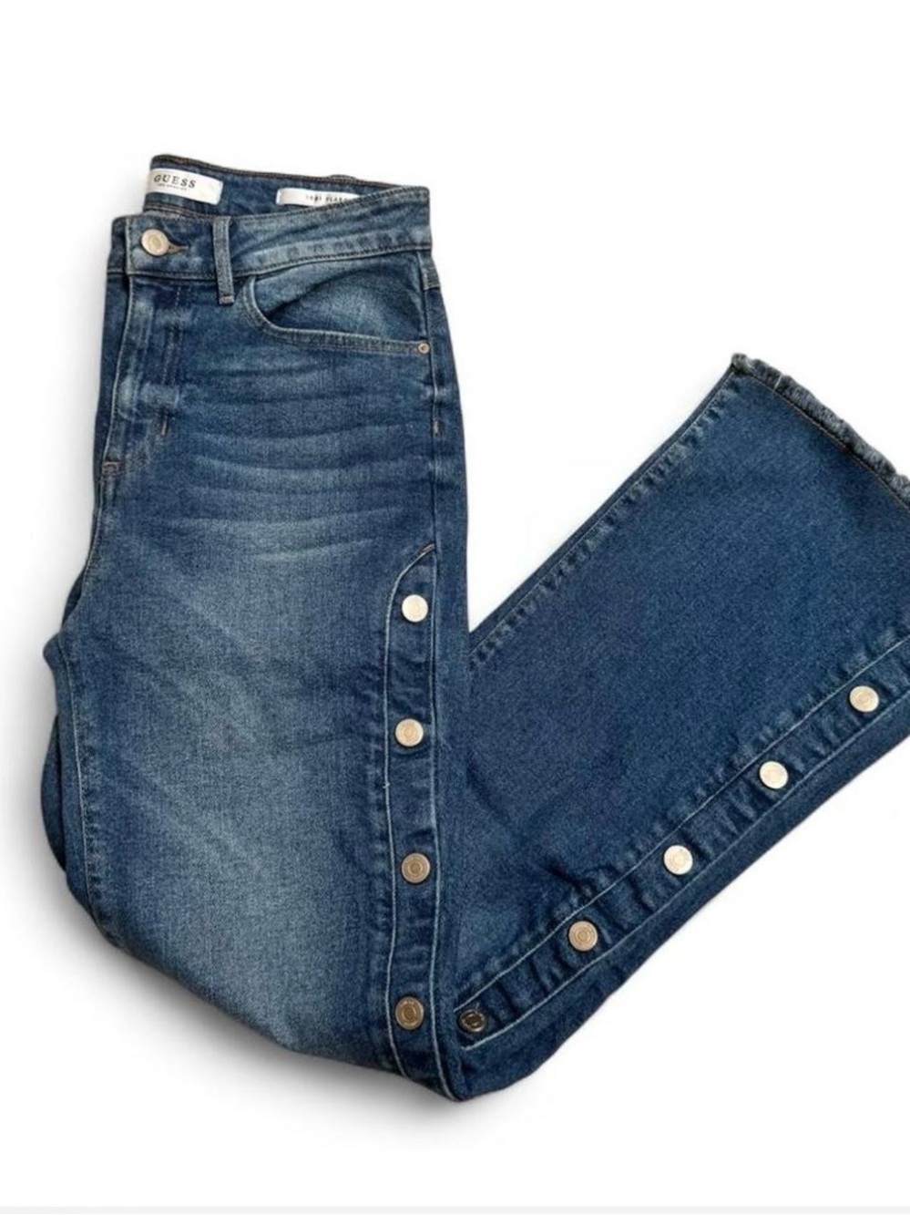 GUESS Women's Flare Blue Snap-ButtonJeans size 28
